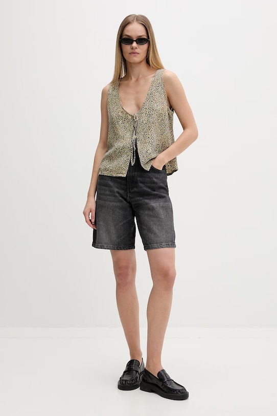 Rip Curl μπλούζα γυναικεία με λινό ANIMAL INSTINCTS 06XWSH μπεζ SS26