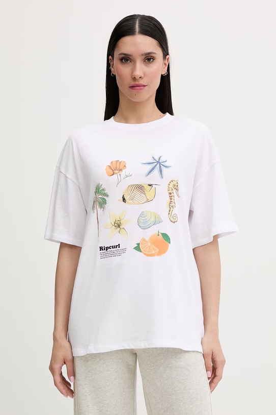 Rip Curl t-shirt Γυναικείος βαμβακερός POOLSIDE HERITAGE λευκό 0M4WTE