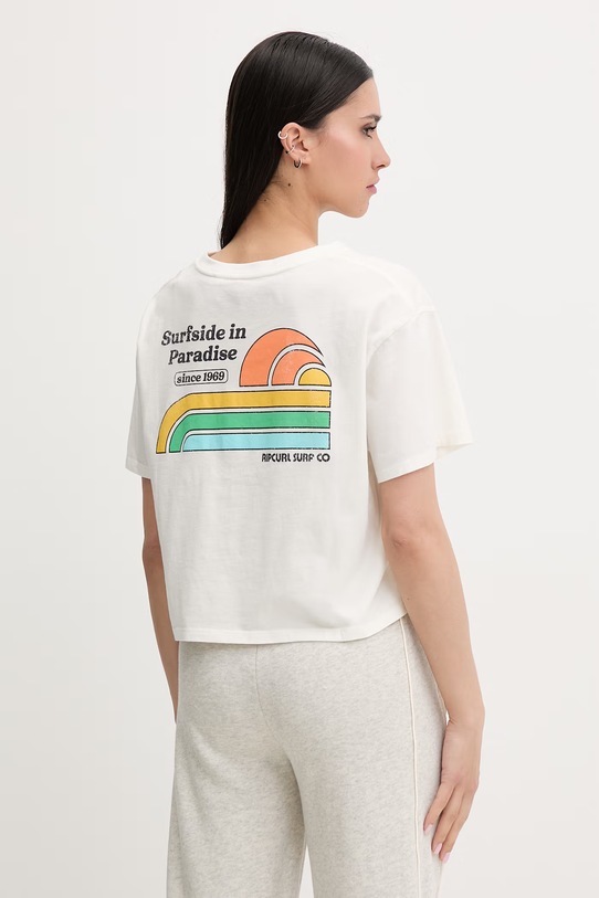 Rip Curl T-shirt γυναικείο βαμβακερό SURF SIDE μπεζ 0MFWTE
