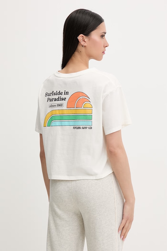 Rip Curl T-shirt γυναικείο βαμβακερό SURF SIDE μπεζ 0MFWTE