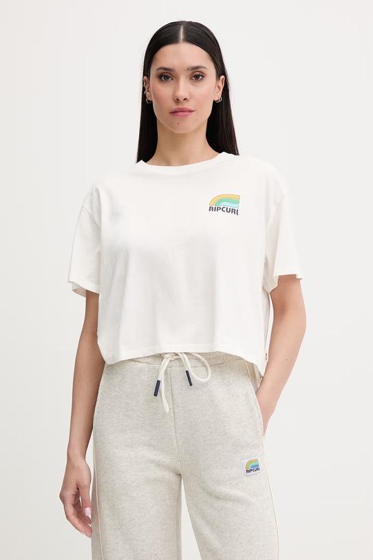 Ρούχα Rip Curl T-shirt γυναικείο βαμβακερό SURF SIDE 0MFWTE μπεζ