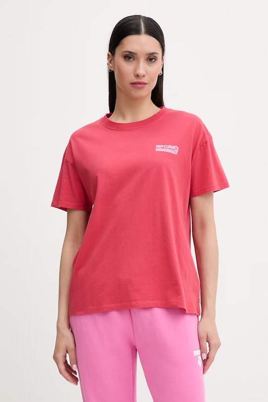 Ρούχα Rip Curl t-shirt γυναικείο βαμβακερό OCEAN BREAK 0MGWTE κόκκινο
