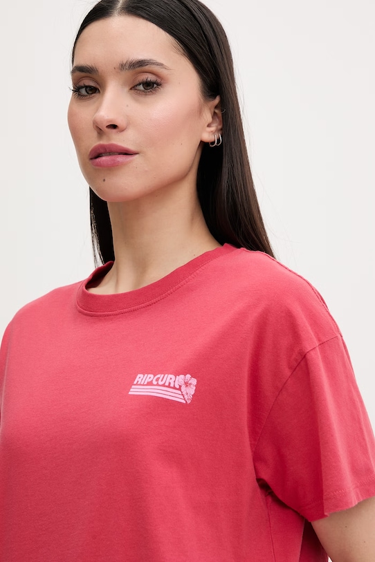 Rip Curl t-shirt γυναικείο βαμβακερό OCEAN BREAK κόκκινο 0MGWTE