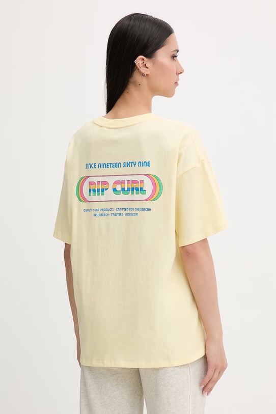 Rip Curl t-shirt γυναικείος βαμβακερός SURF REVIVAL κίτρινο 0MHWTE