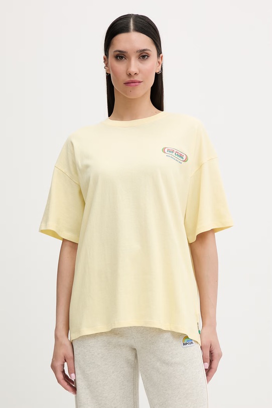 Ρούχα Rip Curl t-shirt γυναικείος βαμβακερός SURF REVIVAL 0MHWTE κίτρινο