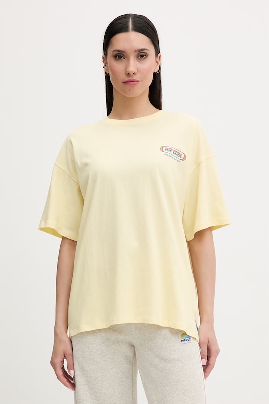 Ρούχα Rip Curl t-shirt γυναικείος βαμβακερός SURF REVIVAL 0MHWTE κίτρινο
