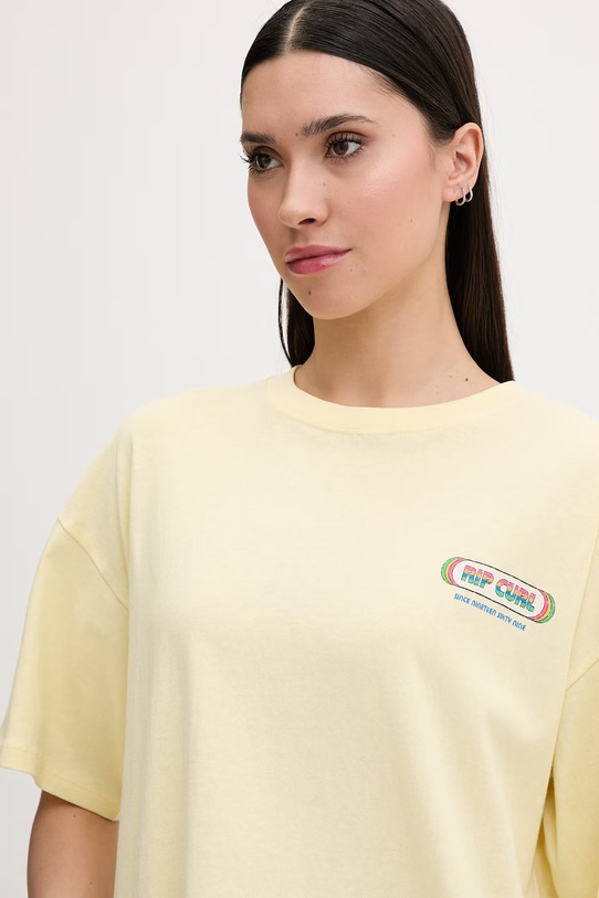 Rip Curl t-shirt γυναικείος βαμβακερός SURF REVIVAL κίτρινο 0MHWTE
