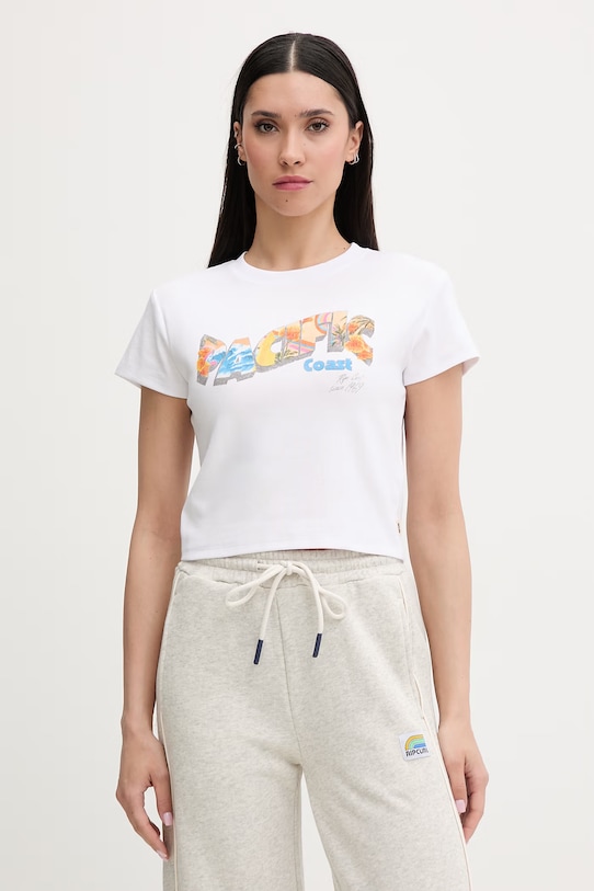 Rip Curl γυναικείο t-shirt βαμβάκι με ελαστάν HALEY O BABY λευκό 0MNWTE