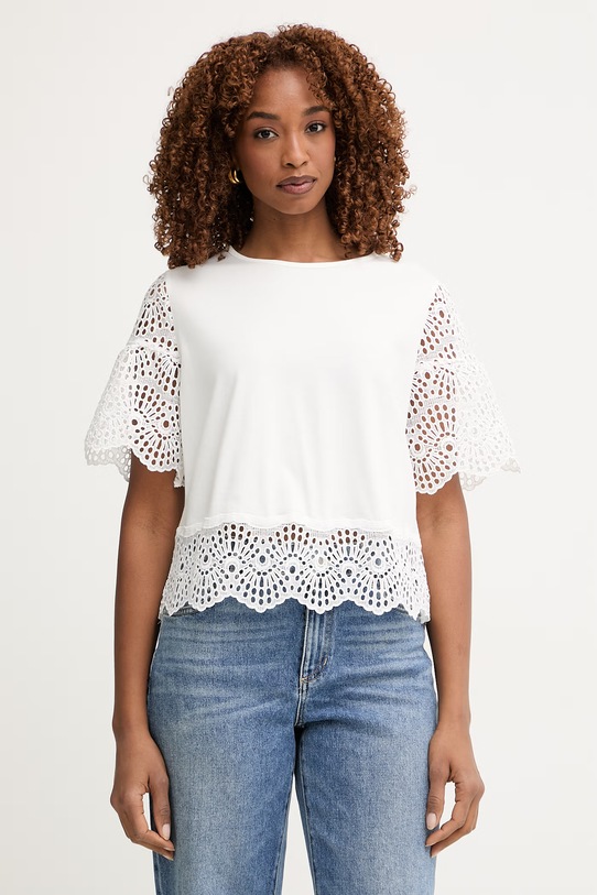 Morgan T-shirt γυναικείο με βαμβάκι μπεζ DCAL