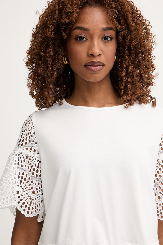 Morgan T-shirt γυναικείο με βαμβάκι μπεζ DCAL