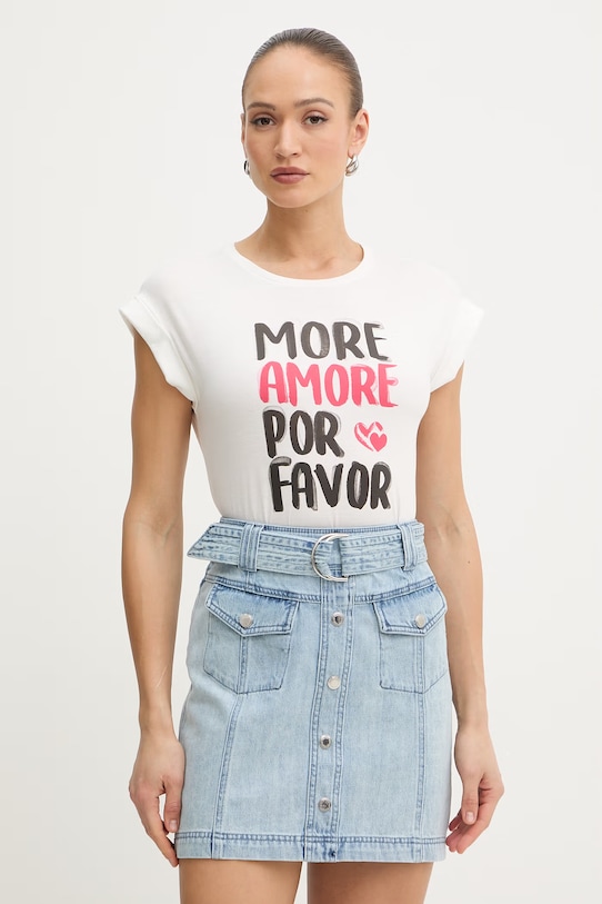 Morgan t-shirt damski z bawełną biały DFAVOR