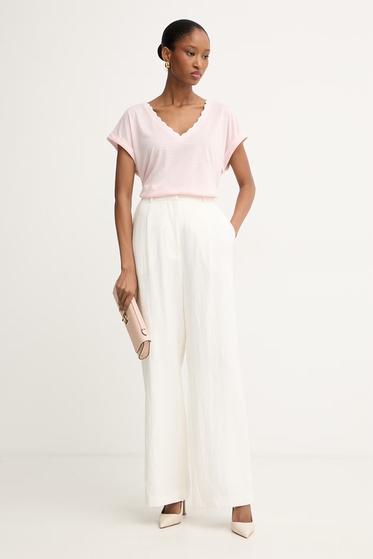 Morgan T-shirt basic damski z wiskozą DIANA różowy SS26