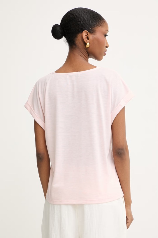 Odzież Morgan T-shirt basic damski z wiskozą DIANA różowy