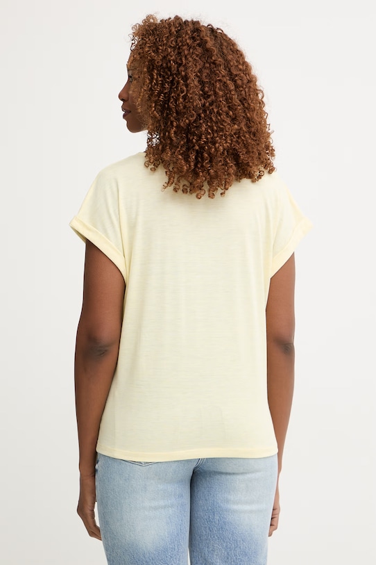 Odzież Morgan T-shirt basic damski z wiskozą DIANA żółty