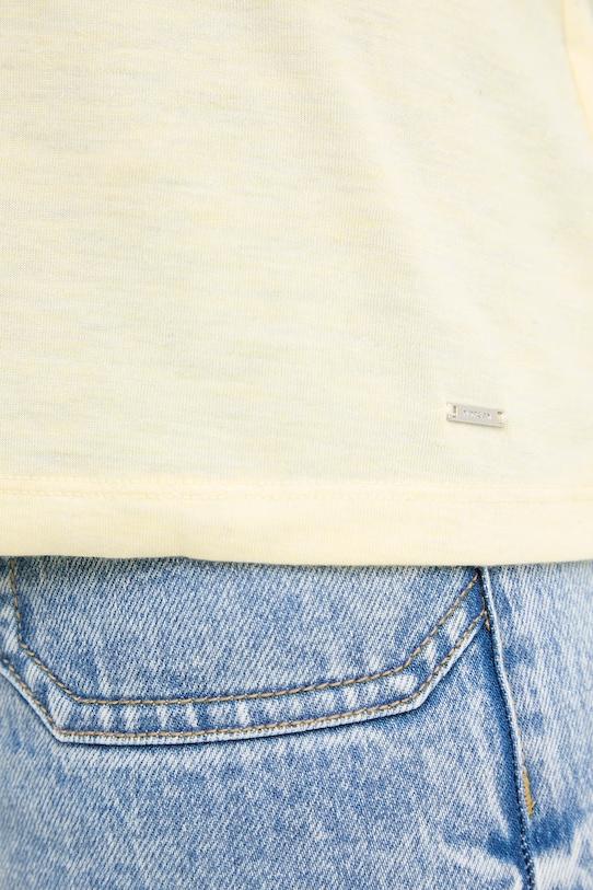 Morgan T-shirt basic damski z wiskozą DIANA żółty