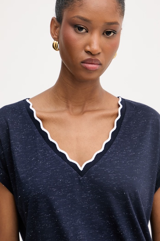 Morgan T-shirt basic damski z wiskozą granatowy DIANA