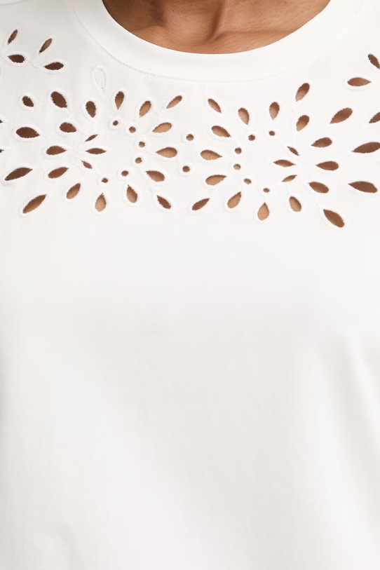 Morgan T-shirt damski bawełniany z elastanem DICLA beżowy