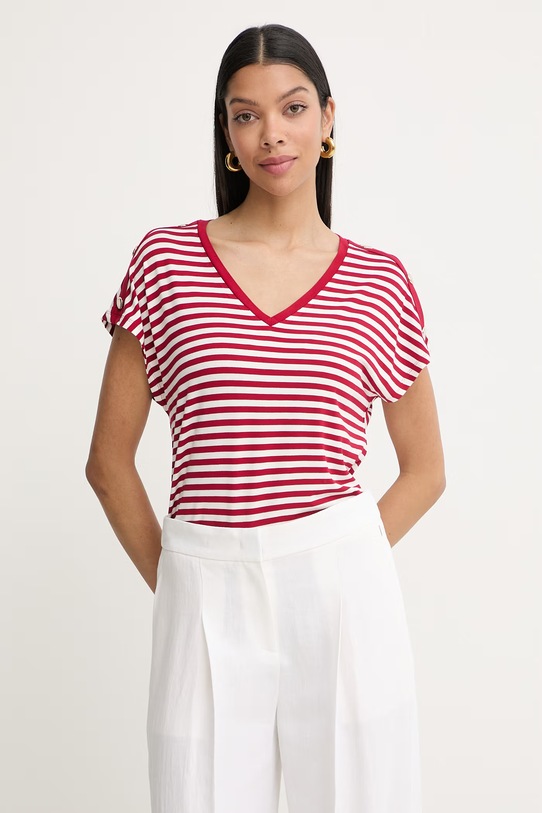 Morgan t-shirt damski z wiskozy czerwony DIVA