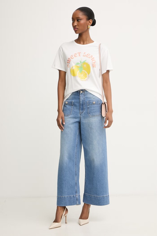 Morgan T-shirt damski z bawełną DLEMON biały SS26