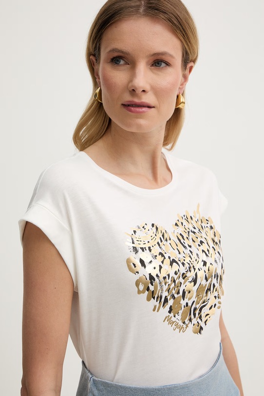Morgan t-shirt damski z bawełną biały DLOUP