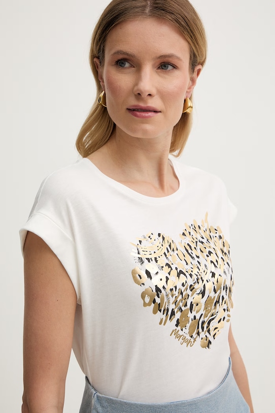 Morgan t-shirt damski z bawełną biały DLOUP