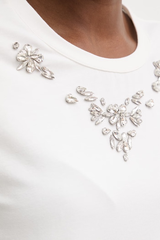 Morgan t-shirt damski bawełniany z elastanem DMARE biały