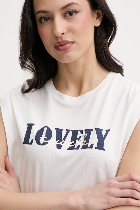 Morgan top damski bawełniany beżowy DPREPPY