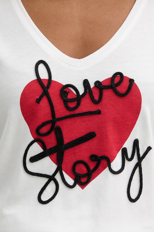 Morgan t-shirt damski DSTORY biały