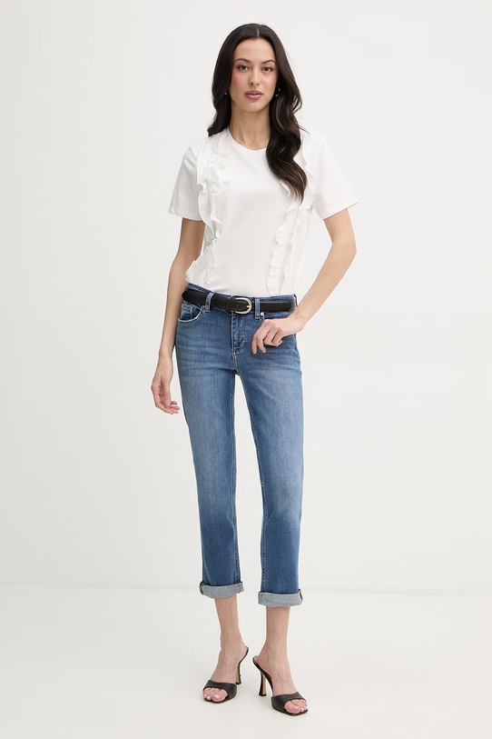 Morgan t-shirt basic damski bawełniany DUPAIN beżowy SS26