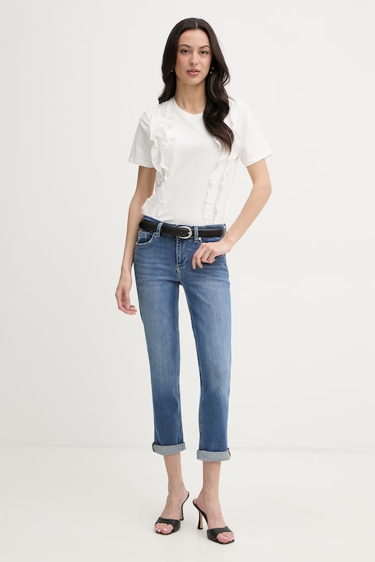 Morgan t-shirt basic damski bawełniany DUPAIN beżowy SS26