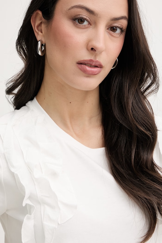 Morgan t-shirt basic damski bawełniany beżowy DUPAIN