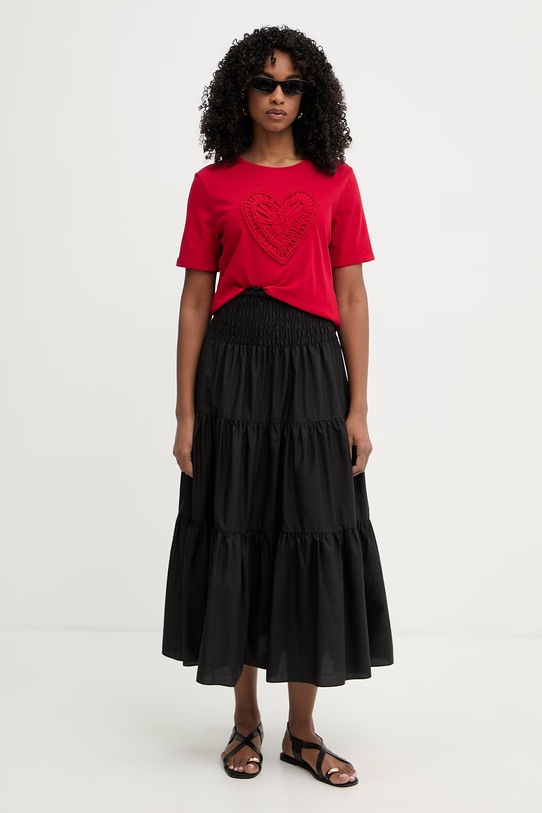 Morgan t-shirt damski bawełniany DUROUJ czerwony SS26