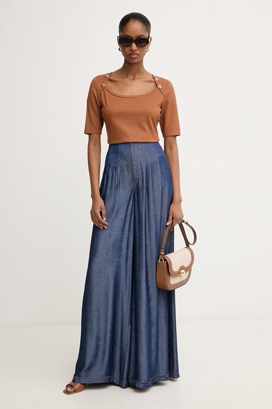 Morgan T-shirt damski z wiskozą THELMA brązowy SS26