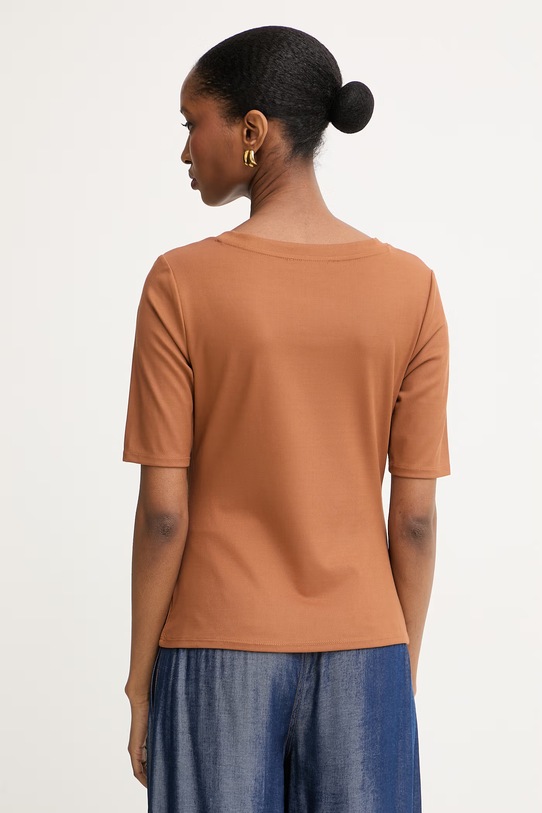 Odzież Morgan T-shirt damski z wiskozą THELMA brązowy