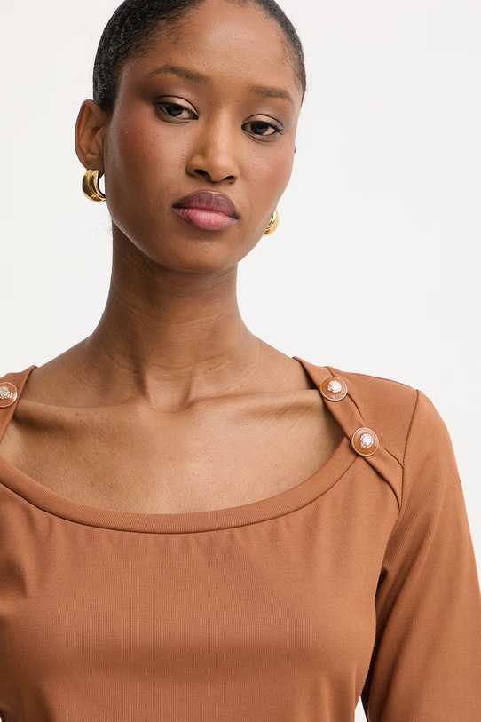 Morgan T-shirt damski z wiskozą brązowy THELMA