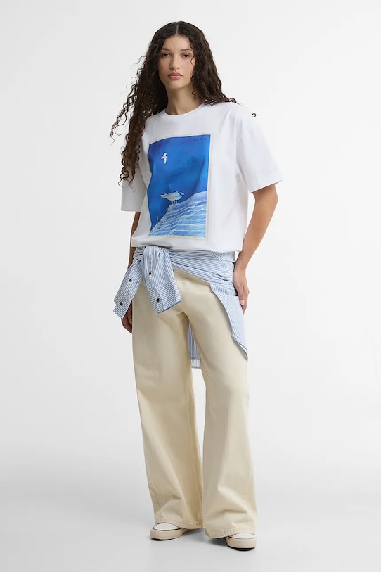 Barbour x Paul Smith Tenby t-shirt cotton Women's LTS0727WH11 white SS26