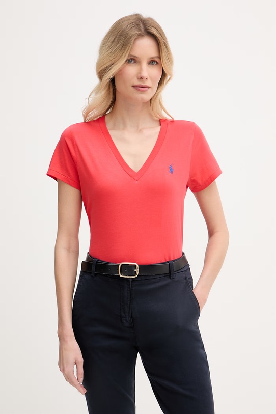 Polo Ralph Lauren basic tričko dámské bavlněné červená 211B14611