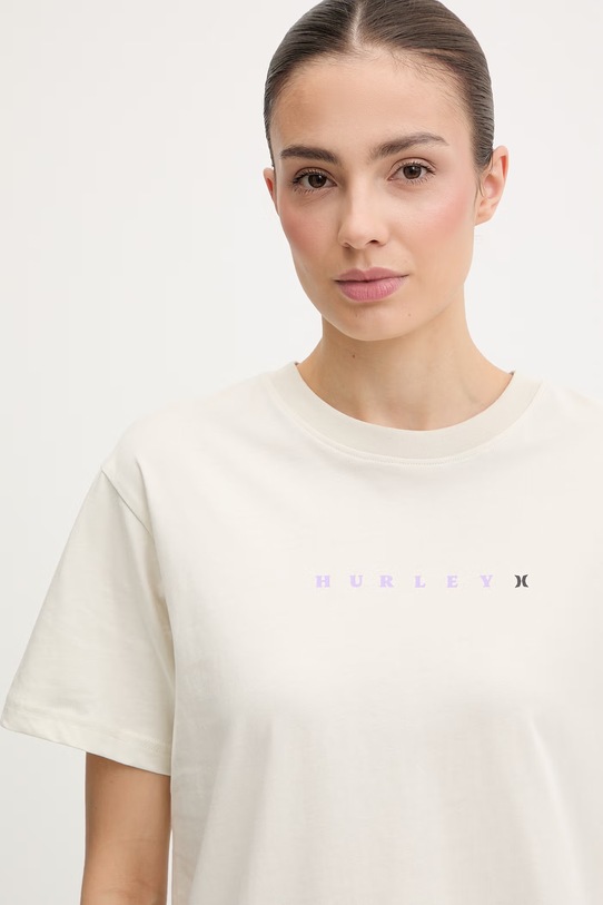 Hurley t-shirt damski bawełniany beżowy WTSEU00032