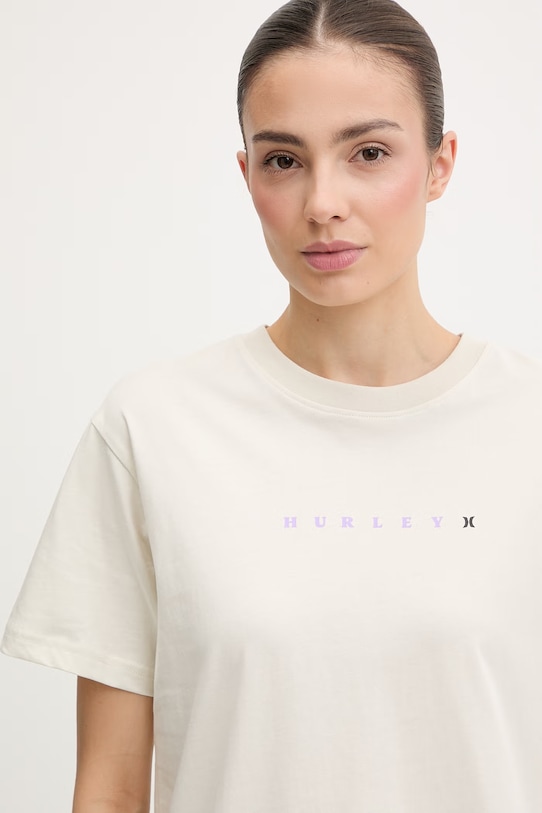 Hurley t-shirt damski bawełniany beżowy WTSEU00032