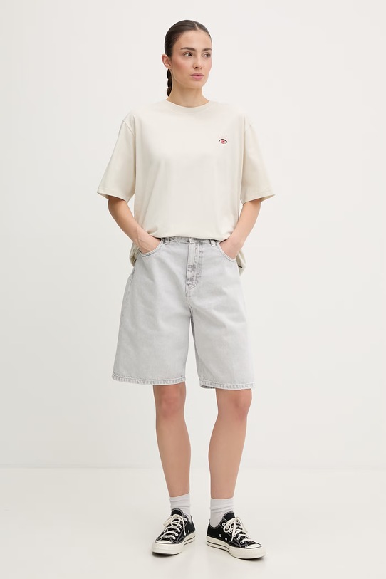 Hurley t-shirt damski bawełniany WTSEU00037 beżowy SS26