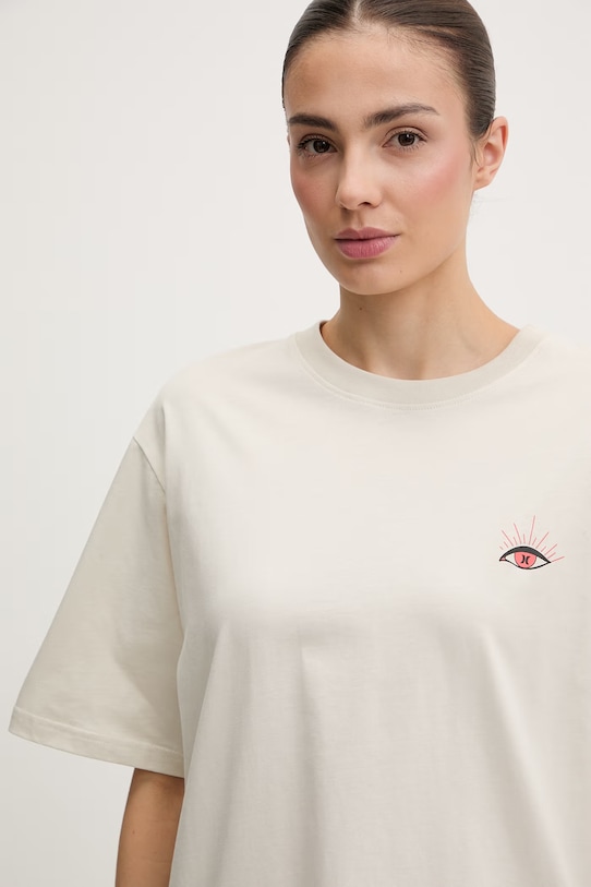 Hurley t-shirt damski bawełniany beżowy WTSEU00037