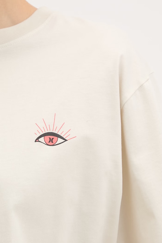 Hurley t-shirt damski bawełniany WTSEU00037 beżowy