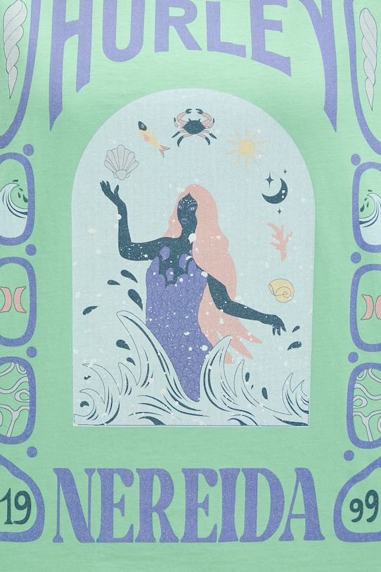 Hurley t-shirt damski bawełniany WTSEU00038 zielony