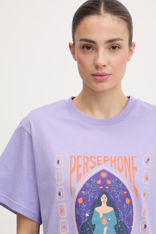 Hurley t-shirt damski bawełniany fioletowy WTSEU00039