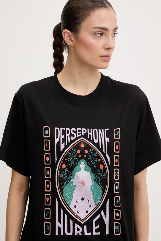 Hurley T-shirt damski bawełniany czarny WTSEU00039