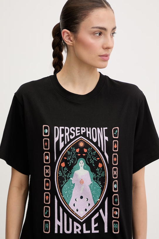 Hurley T-shirt damski bawełniany czarny WTSEU00039