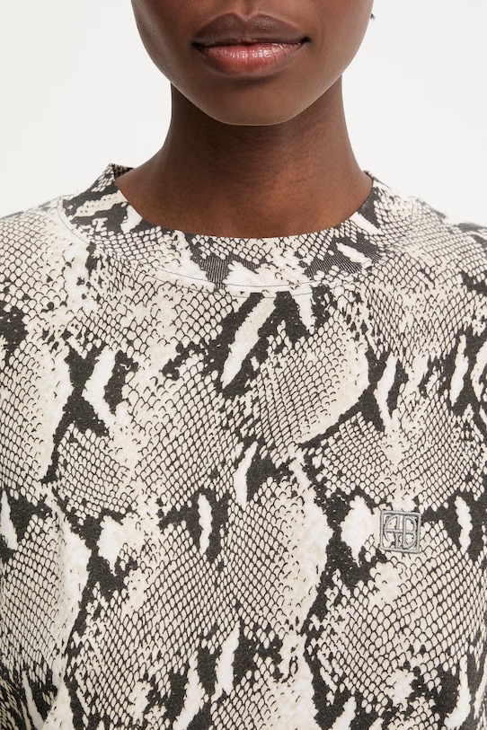 Anine Bing Avi t-shirt bawełniany damski beżowy A.08.12062