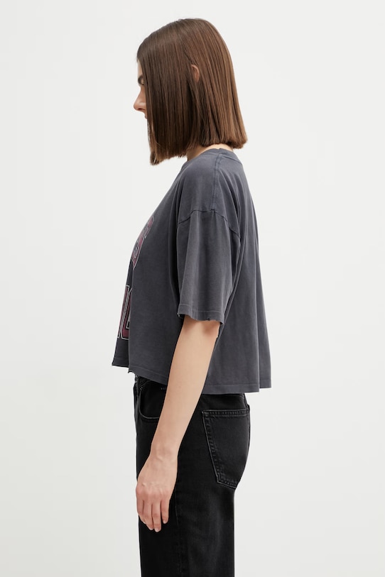 Anine Bing Johnny crop top bawełniany damski A.08.11739 szary SS26