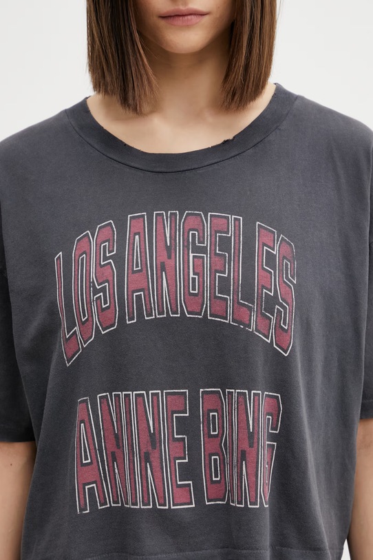 Anine Bing Johnny crop top bawełniany damski szary A.08.11739