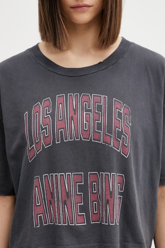 Anine Bing Johnny crop top bawełniany damski szary A.08.11739